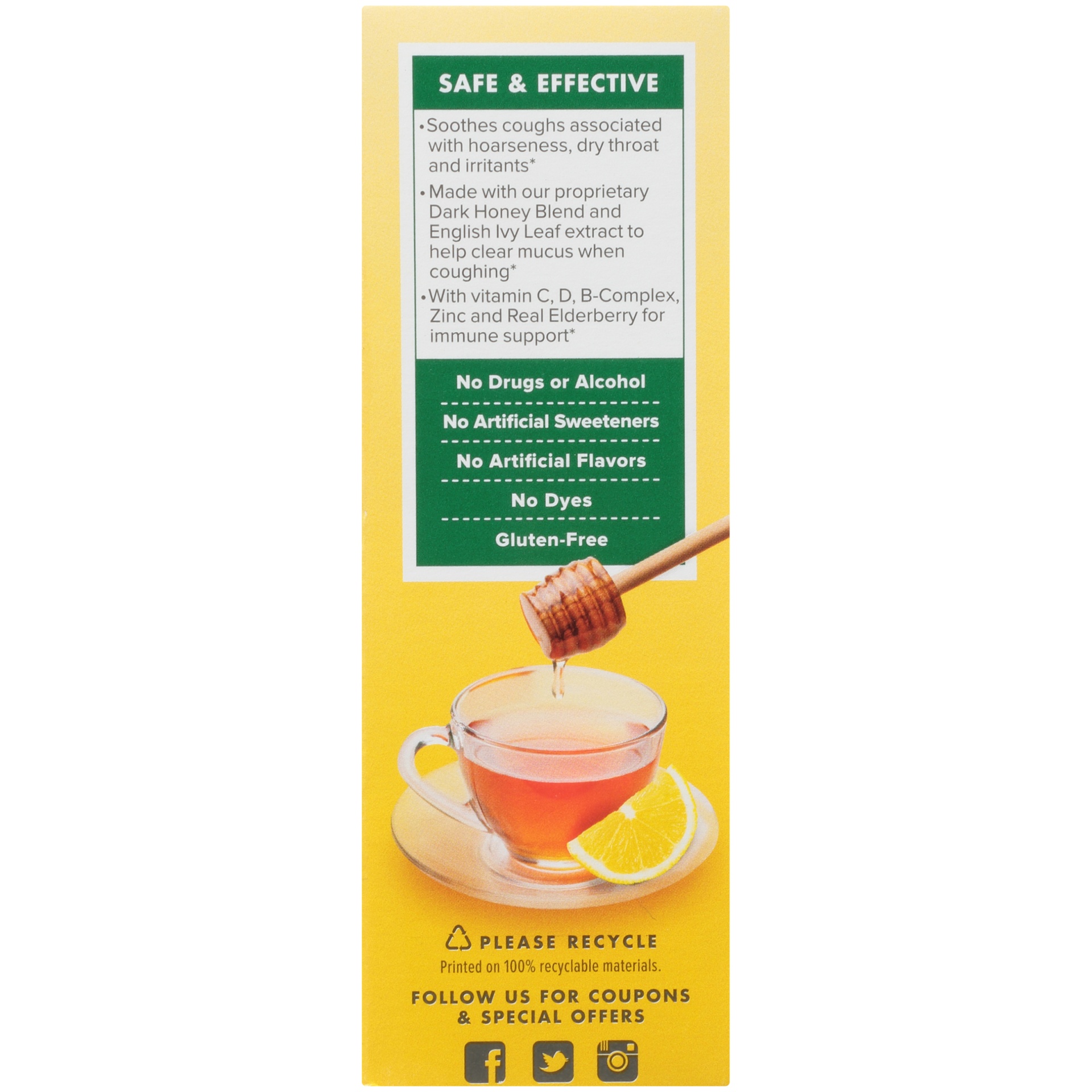 slide 5 of 6, Zarbee's Naturals Cough & Throat Relief + Mucus, Daytime, Drink Mix, Natural Lemon Flavor, 6 ct