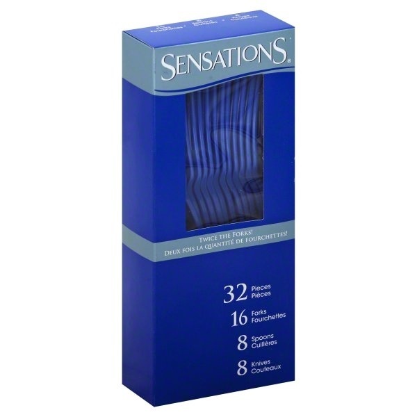 slide 1 of 1, Sensations Boxed Classic Cutlery - Blue, 32 ct