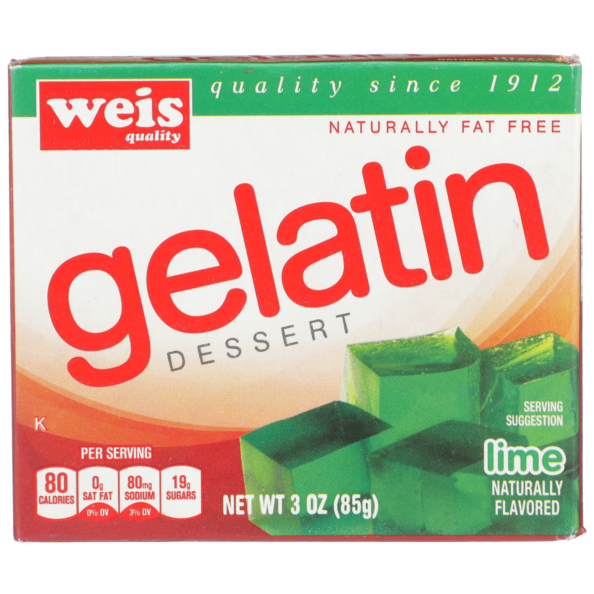 slide 1 of 6, Weis Quality Lime Flavored Gelatin Dessert, 3 oz