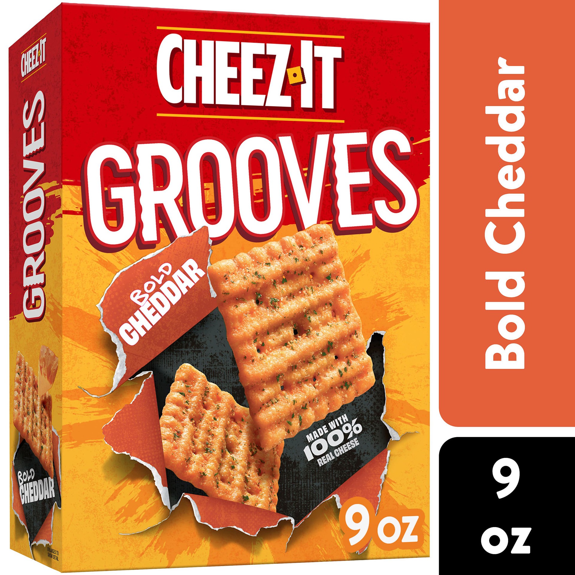 slide 1 of 5, Cheez-It Grooves Cheese Crackers, Crunchy Snack Crackers, Lunch Snacks, Bold Cheddar, 9oz Box, 1 Box, 9 oz