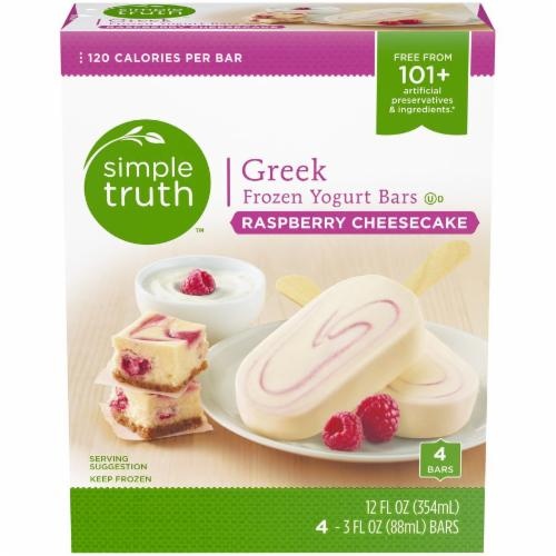 slide 1 of 1, Simple Truth Frozen Raspberry Cheesecake Greek Yogurt Bars, 4 ct; 3 fl oz