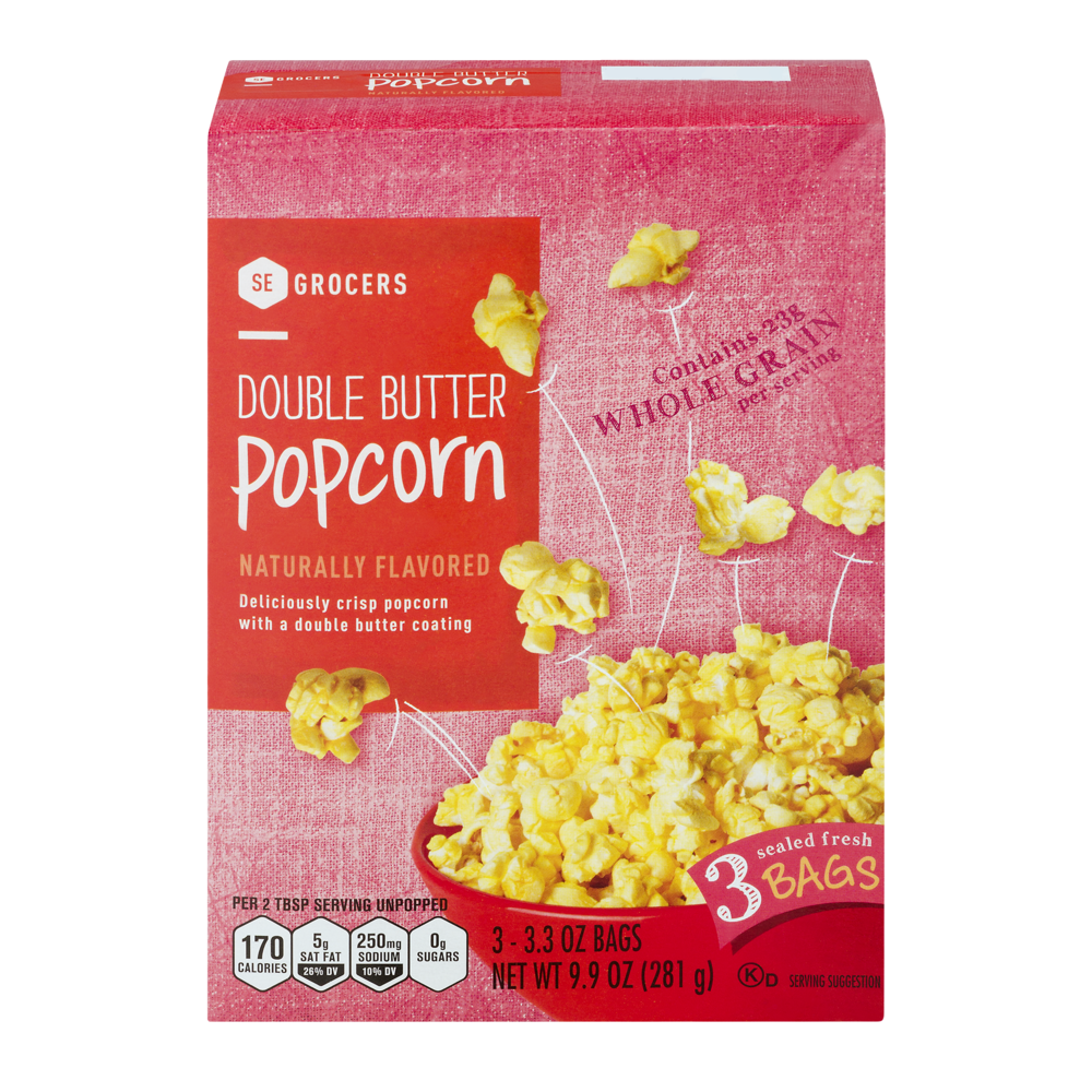 slide 1 of 1, SE Grocers Naturally Flavored Double Butter Popcorn - 3 CT, 3 ct