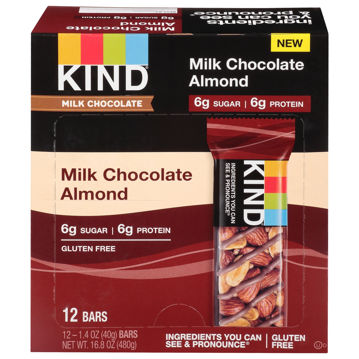 slide 1 of 10, KIND Milk Chocolate Almond Bar, 12 ct; 1.4 oz