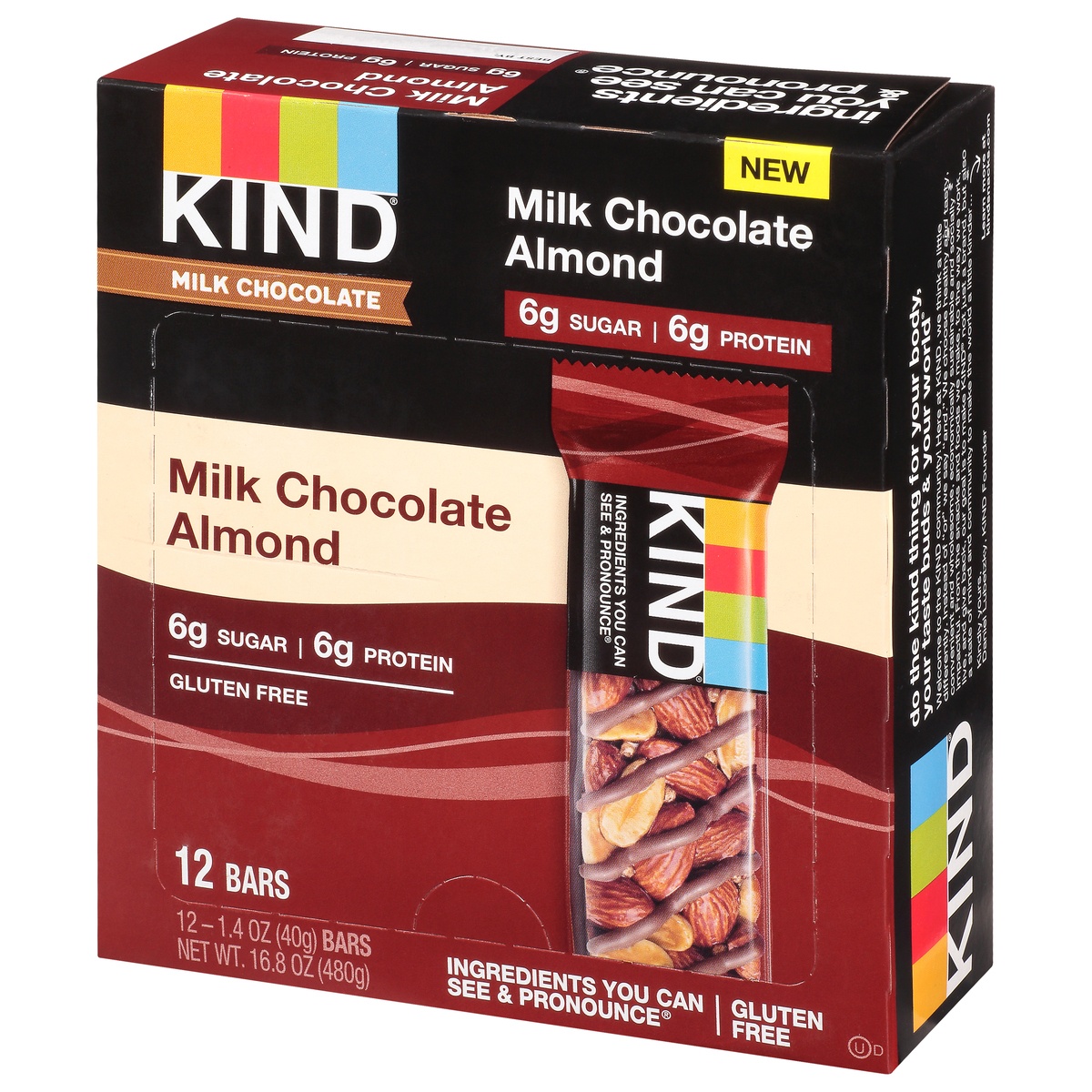 slide 3 of 10, KIND Milk Chocolate Almond Bar, 12 ct; 1.4 oz