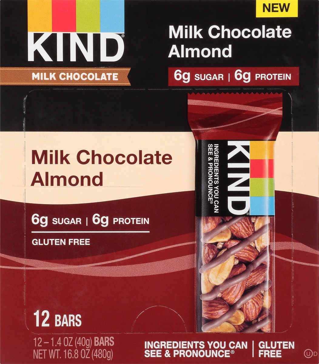 slide 9 of 10, KIND Milk Chocolate Almond Bar, 12 ct; 1.4 oz