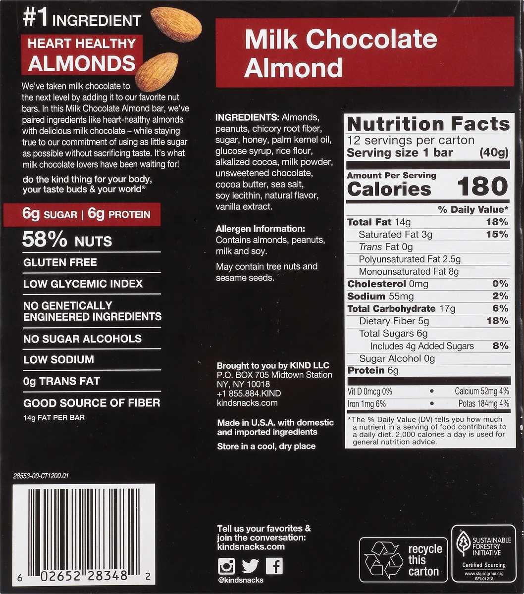 slide 10 of 10, KIND Milk Chocolate Almond Bar, 12 ct; 1.4 oz