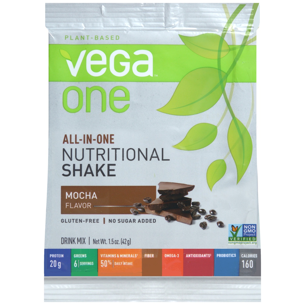 slide 1 of 7, Vega One Plant-Based All-In-One Nutritional Mocha Shake Drink Mix Pouch, 1.5 oz