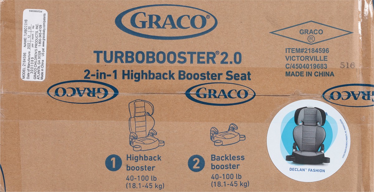 slide 2 of 9, Graco Turbobooster 2.0 2-In-1 Highback Booster Seat 1 ea, 1 ct