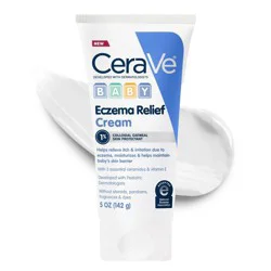 CeraVe Baby Eczema Relief Cream, 1% Colloidal Oatmeal Cream With Vitamin E & Ceramides, Baby Eczema Cream Soothes & Calms Itchy Skin, Developed With Pediatric Dermatologist, Fragrance Free, 5oz