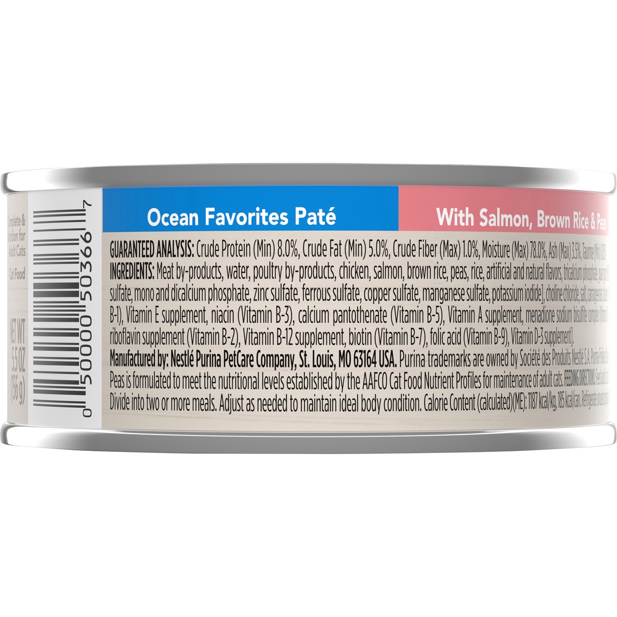 slide 3 of 7, Friskies Purina Friskies Wet Cat Food Pate Ocean Favorites With Natural Salmon, Brown Rice and Peas, 5.5 oz