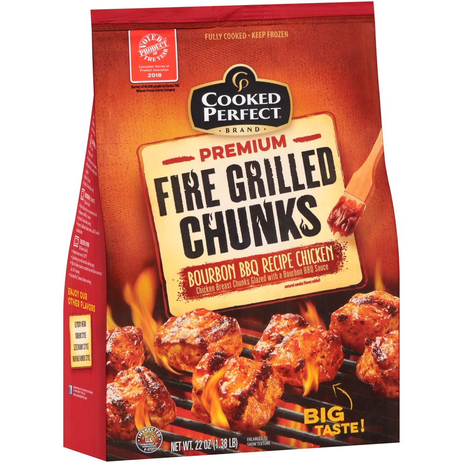 slide 2 of 8, Cooked Perfect Premium Bourbon BBQ Fire Grilled Chicken Chunks, 20 oz