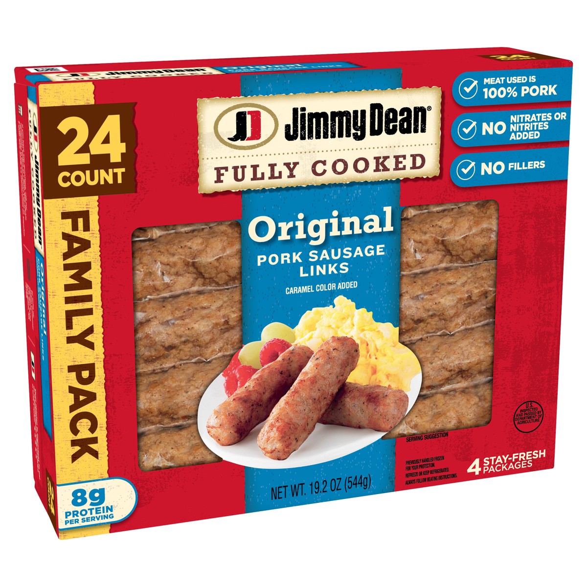 slide 2 of 8, Jimmy Dean Pork Sausages - Prepared/Processed, 19.2 oz