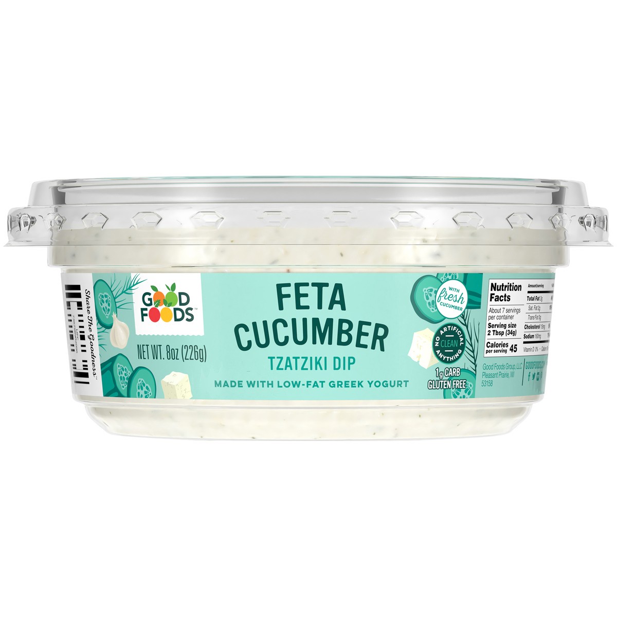 slide 1 of 1, Good Foods Feta Cucumber Tzatziki Dip 8 oz. Tub, 8 oz