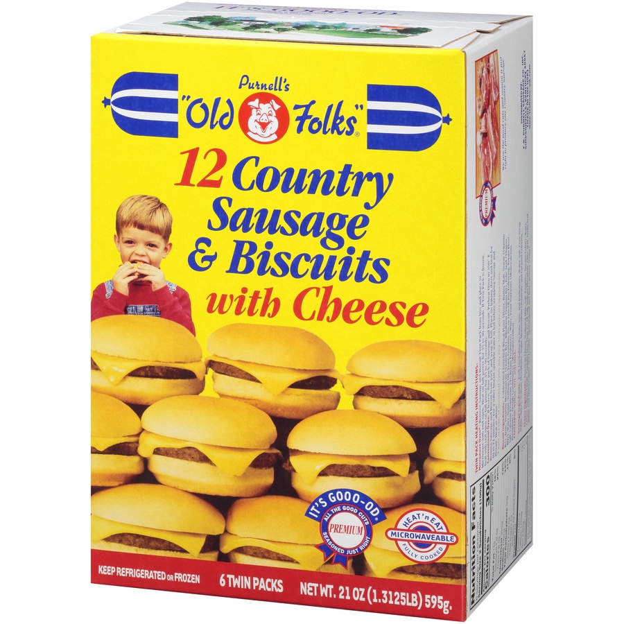 slide 3 of 8, Purnell's "Old Folks" Sausage & Cheese Biscuits, 21 oz