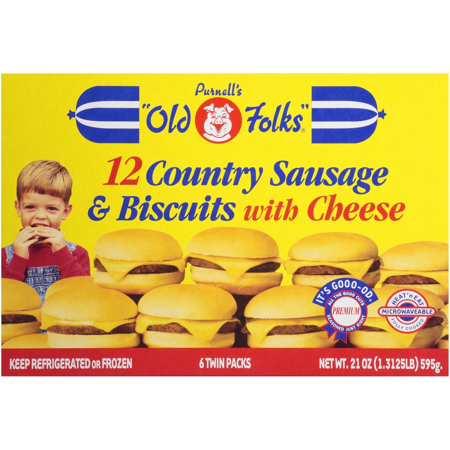 slide 6 of 8, Purnell's "Old Folks" Sausage & Cheese Biscuits, 21 oz