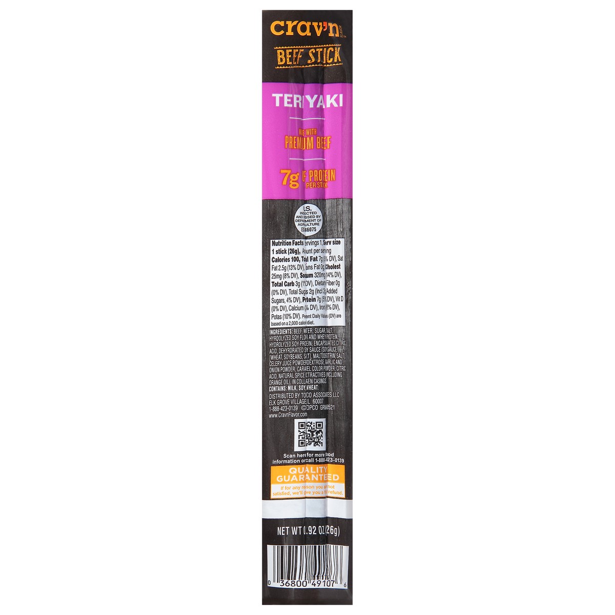 slide 1 of 14, Crav'n Flavor Teriyaki Beef Stick 0.92 oz, 0.92 oz