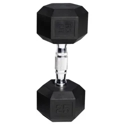 Gaiam CAP Barbell Black Coated Hex Dumbbell, 25 lb