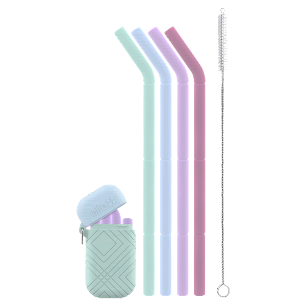 Ello 4pk Compact Fold and Store Silicone Straw Set