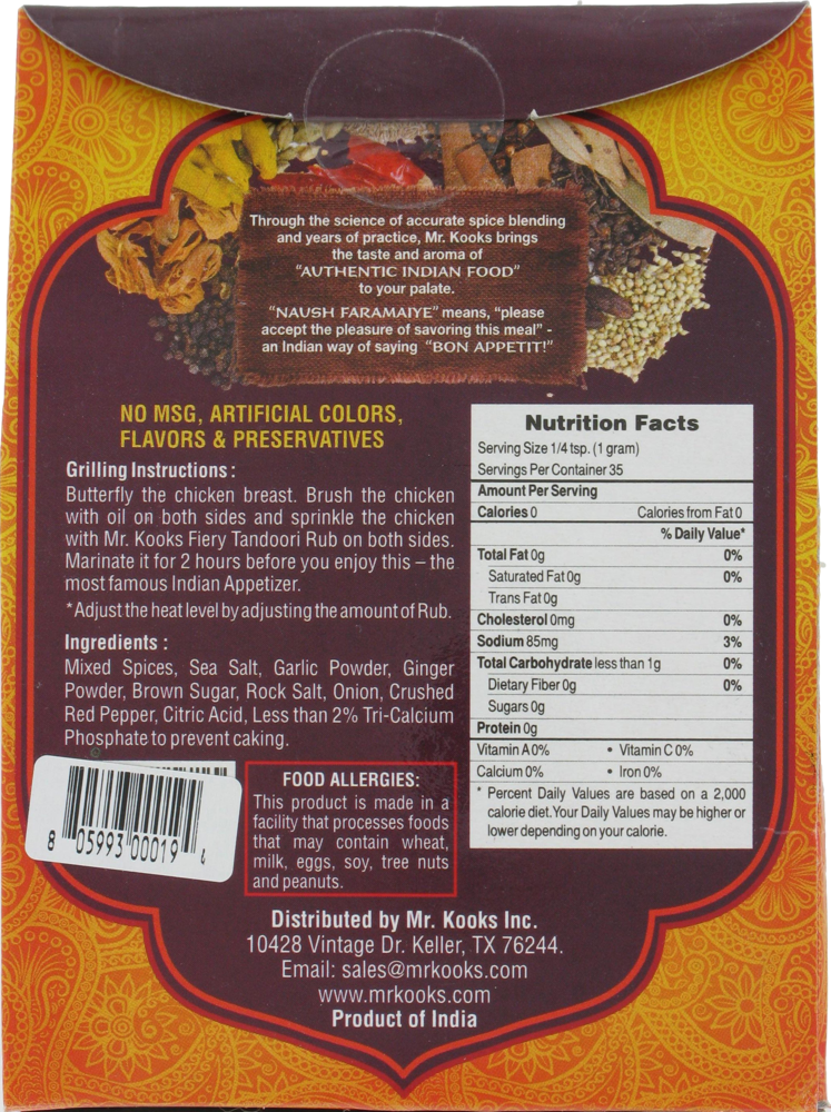 slide 3 of 3, Mr. Kook's Mr Kooks Fiery Tandoori Indian Spice Rub, 1.23 oz