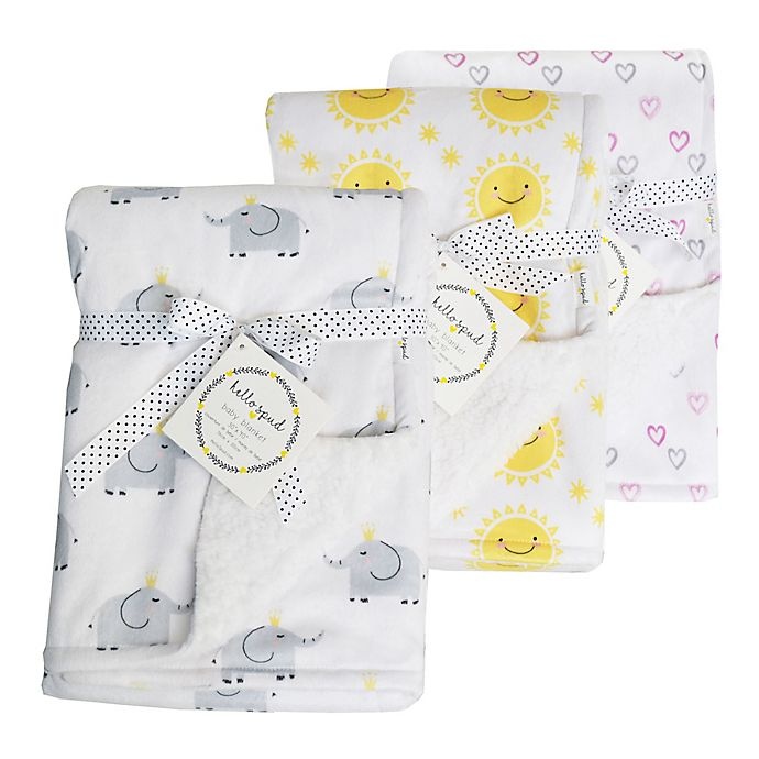 slide 4 of 4, Hello Spud Sun Plush Baby Blanket - Yellow, 1 ct