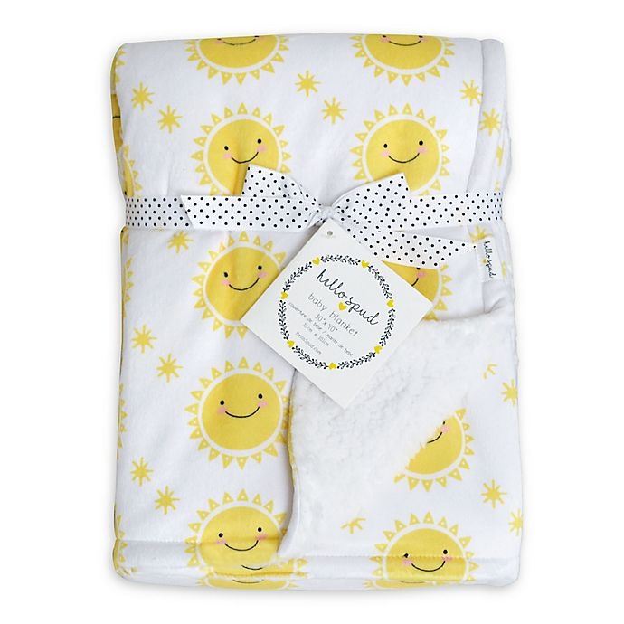 slide 1 of 4, Hello Spud Sun Plush Baby Blanket - Yellow, 1 ct