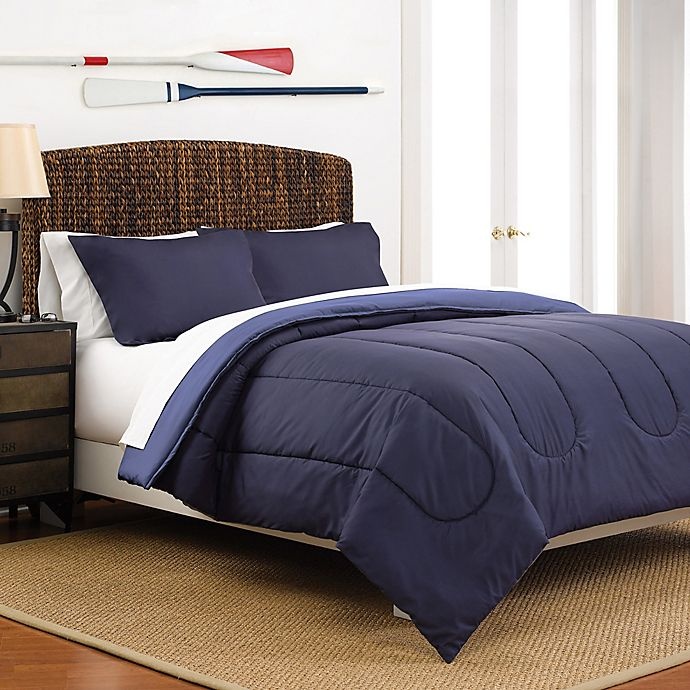 slide 1 of 1, Martex Two-Tone Reversible Twin Comforter Set - Navy/Blue, 2 ct