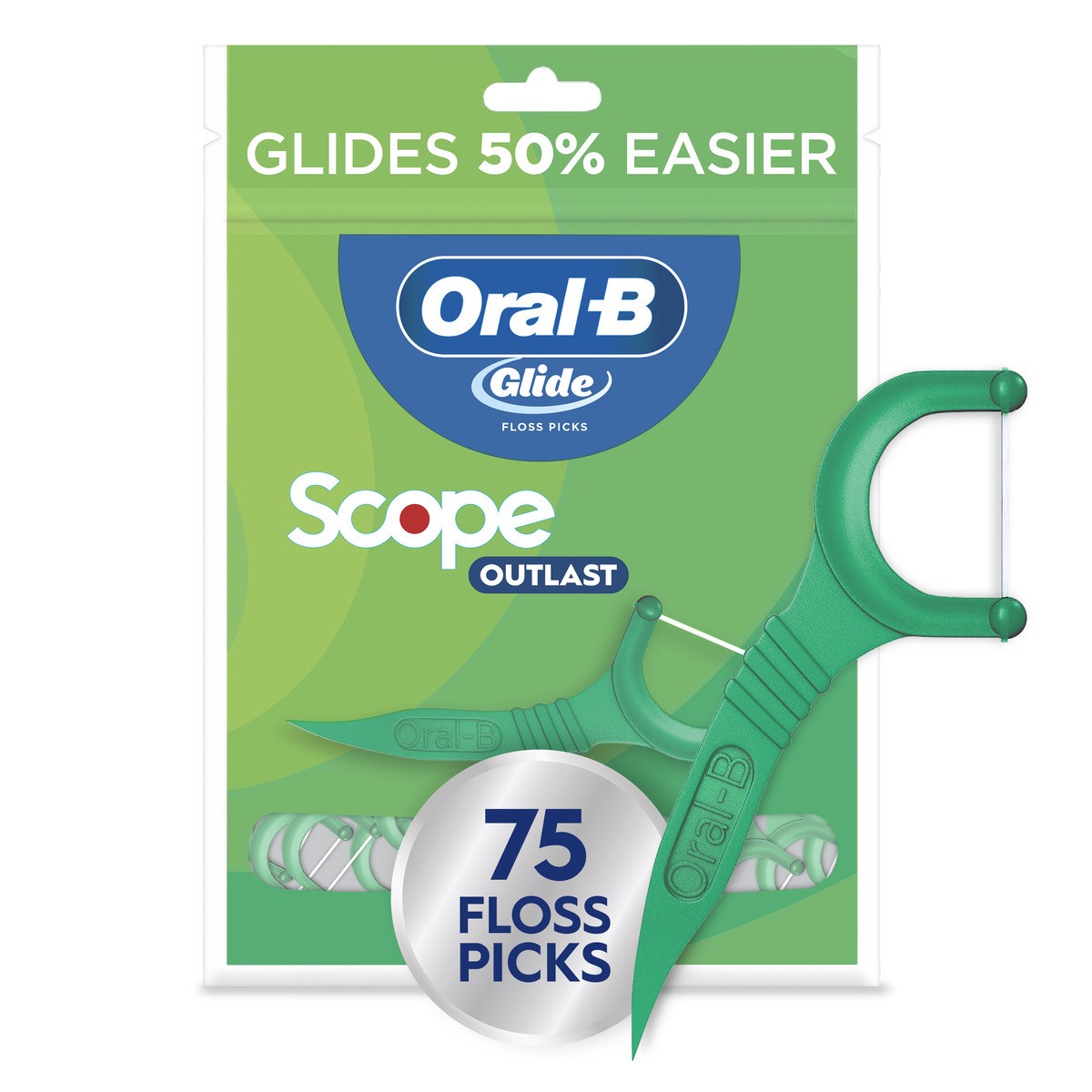 slide 1 of 2, Oral-B Glide Mint Dental Floss Picks with Long Lasting Scope Flavor, 75 Picks, 75 ct
