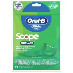 Oral-B Glide Mint Dental Floss Picks with Long Lasting Scope Flavor, 75 Picks