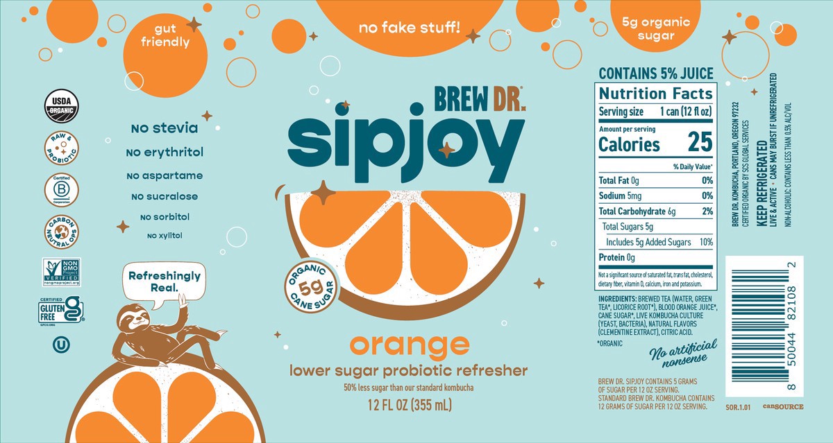 slide 5 of 14, Brew Dr. Brew Dr Sipjoy Orange - 12 fl oz, 12 fl oz