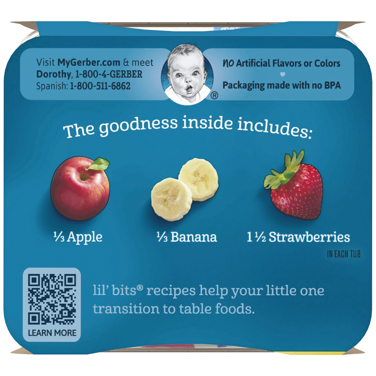 slide 2 of 8, Gerber Lil' Bits Banana Apple Strawberry Baby Food Tub, 2 ct; 5 oz