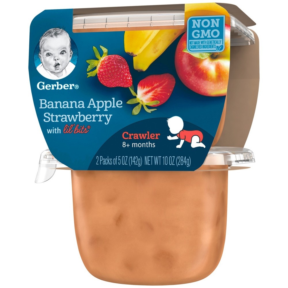 slide 4 of 8, Gerber Lil' Bits Banana Apple Strawberry Baby Food Tub, 2 ct; 5 oz