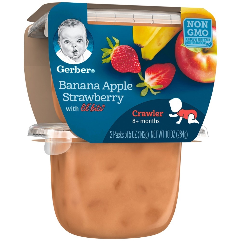 slide 7 of 8, Gerber Lil' Bits Banana Apple Strawberry Baby Food Tub, 2 ct; 5 oz