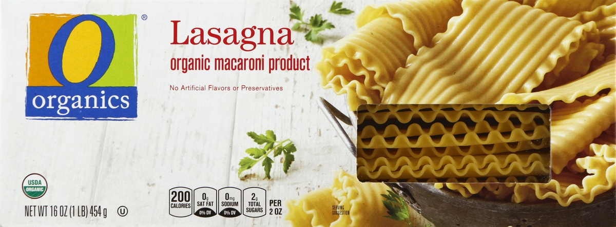 slide 2 of 4, O Organics Pasta Lasagna, 16 oz