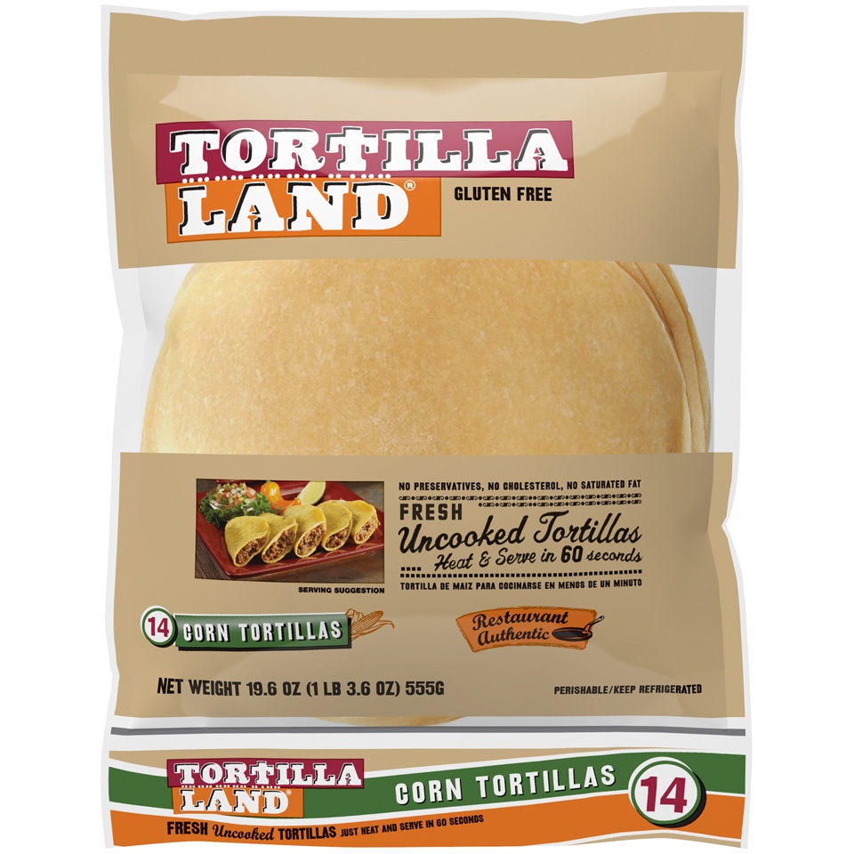 slide 5 of 5, Tortilla Land Uncooked Corn Tortillas, 20 oz