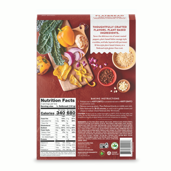 slide 4 of 4, Daiya Meatless Italian Sausage Style Crumbles, Roasted Pepper & Kale Flatbread Pizza, 11.4 oz