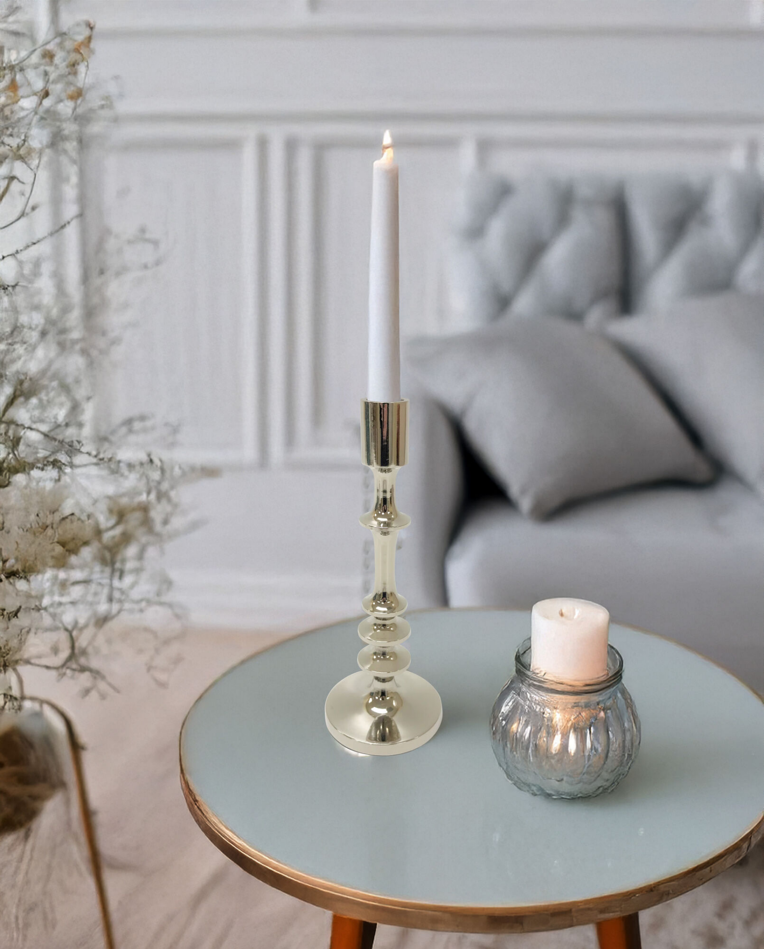 slide 1 of 1, Elements Metal Silver Taper Holder 9IN, 1 ct