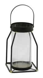 Mikasa Metal Lantern with Glass 10 inch
