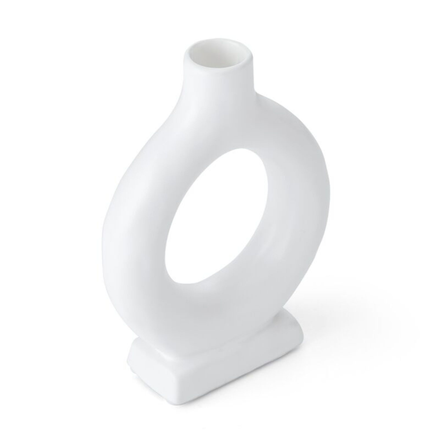 slide 2 of 2, Elements Ceramic Loop Tealight Holder White 6IN, 6 in