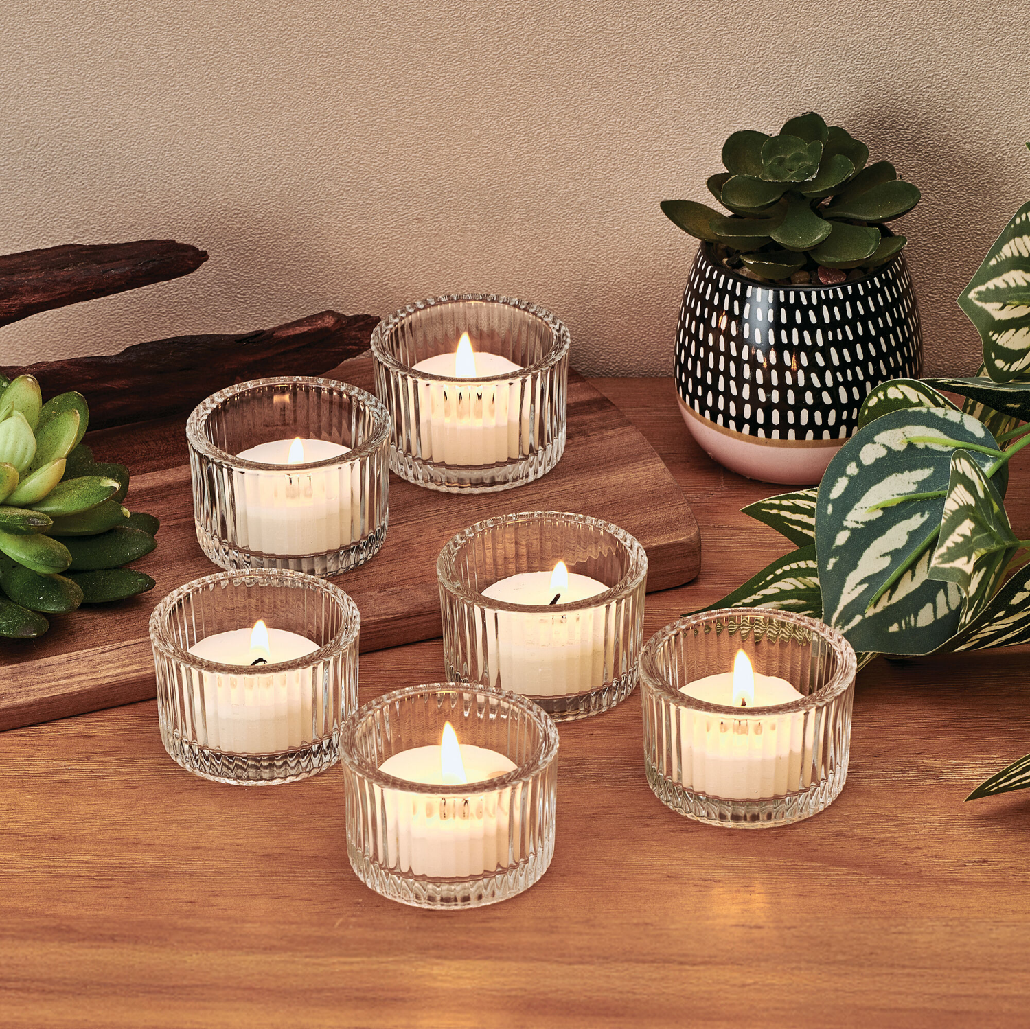 slide 2 of 2, Elements Vertical Stripe Tealight Holder 2IN S6, 1 ct