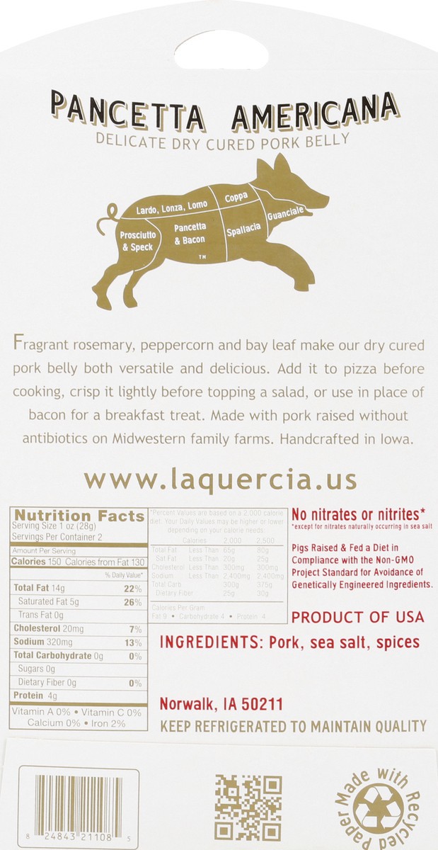 slide 3 of 8, La Quercia Pancetta Americana Slices, 