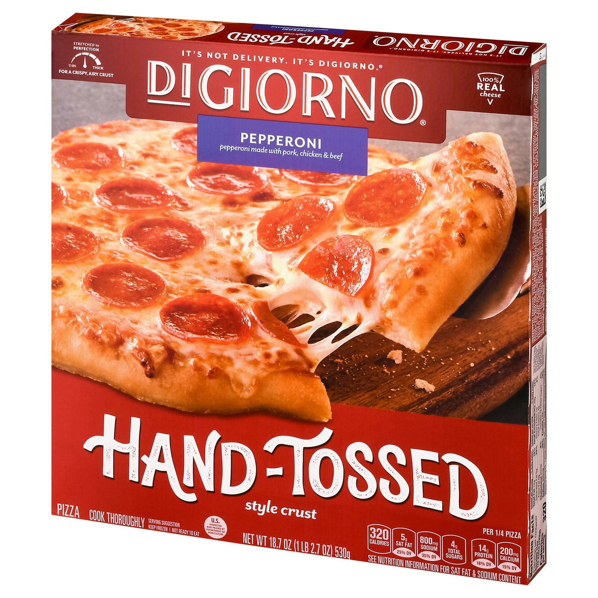 slide 4 of 10, DIGIORNO Pepperoni Frozen Pizza with Hand-Tossed Style Crust, 18.7 oz