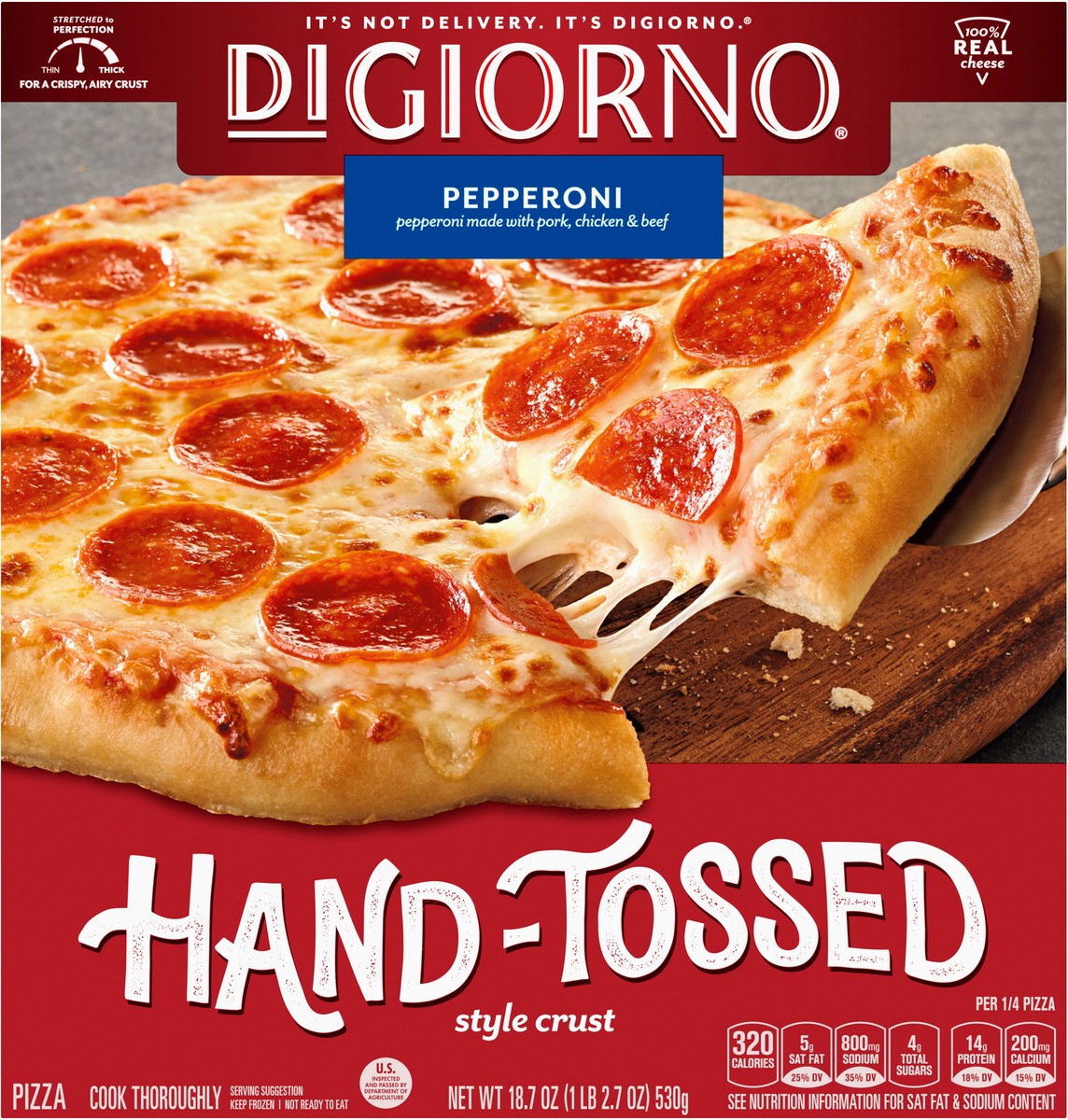 slide 5 of 8, DIGIORNO Frozen Pizza - Frozen Pepperoni Pizza - DIGIORNO Hand Tossed Style Pizza Crust, 18.7 oz