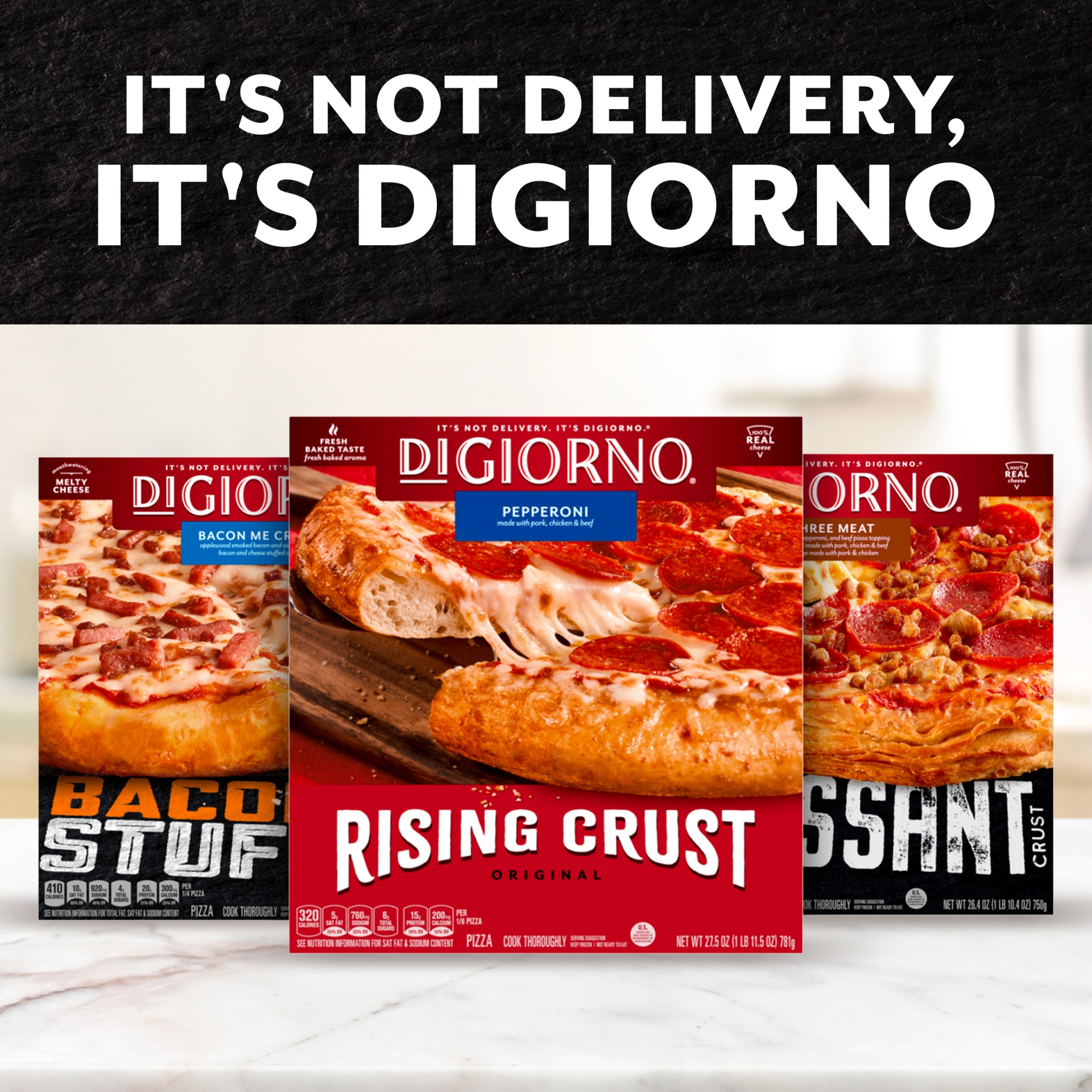 slide 6 of 6, DIGIORNO Pepperoni Frozen Pizza with Hand-Tossed Style Crust, 18.7 oz