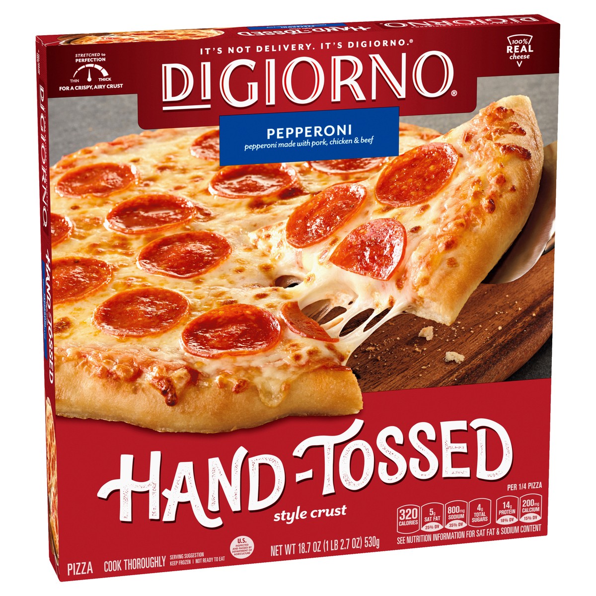 slide 1 of 8, DIGIORNO Frozen Pizza - Frozen Pepperoni Pizza - DIGIORNO Hand Tossed Style Pizza Crust, 18.7 oz