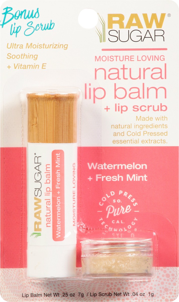 slide 7 of 12, Raw Sugar Natural Watermelon + Fresh Mint Lip Balm + Lip Scrub 2 1 ea, 1 ct