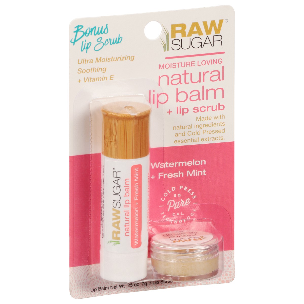 slide 6 of 12, Raw Sugar Natural Watermelon + Fresh Mint Lip Balm + Lip Scrub 2 1 ea, 1 ct