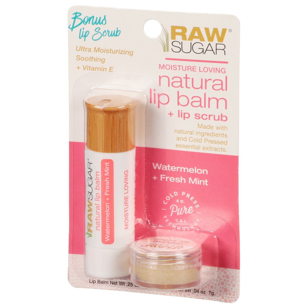 slide 3 of 12, Raw Sugar Natural Watermelon + Fresh Mint Lip Balm + Lip Scrub 2 1 ea, 1 ct