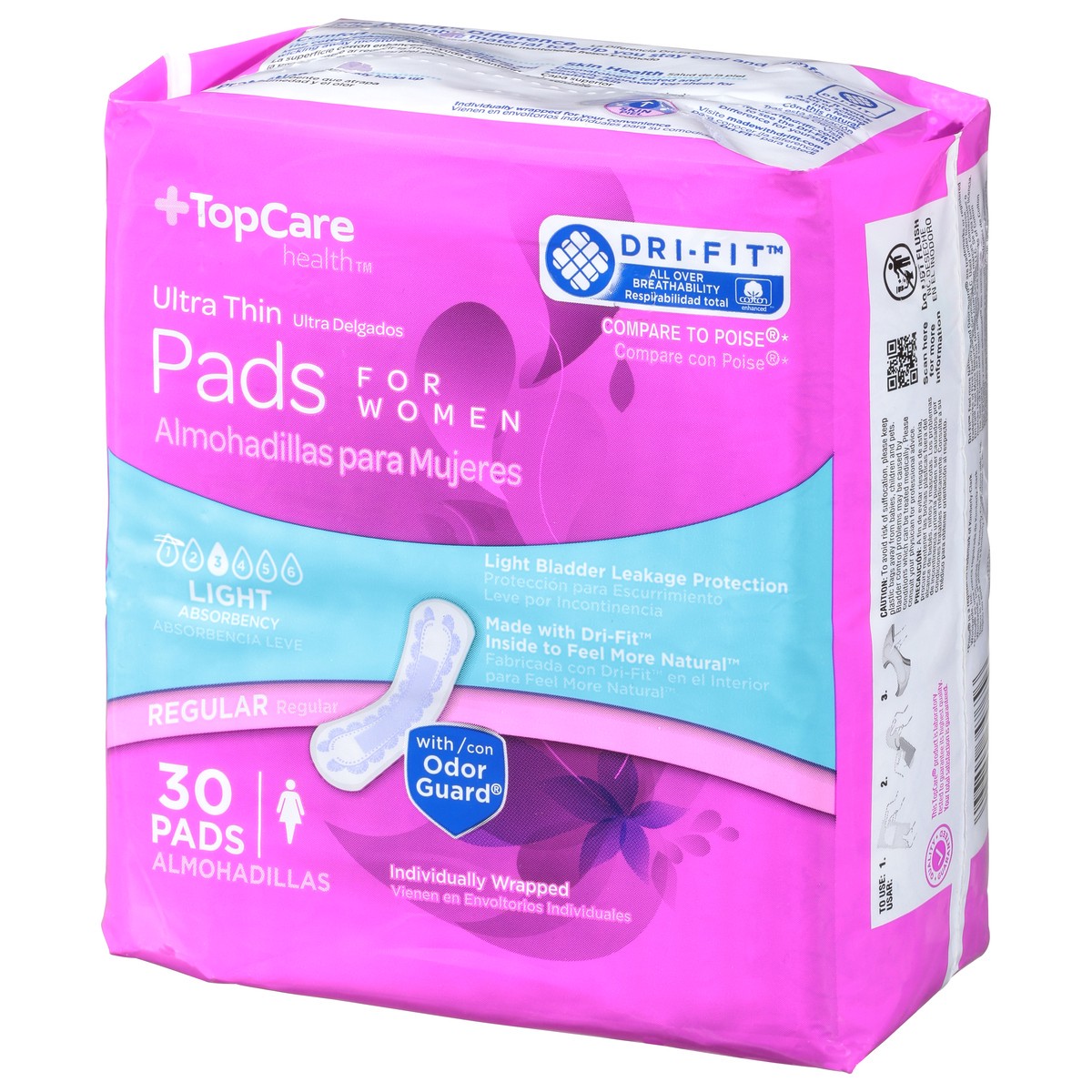 slide 8 of 14, TopCare Health Womens Light Regular Ultra Thin Pads 30 ea, 30 ct