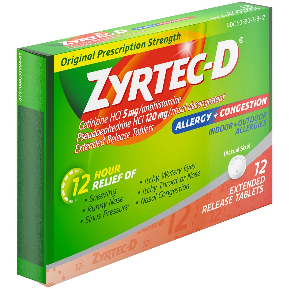slide 4 of 6, Zyrtec-D Tablets, 12 Count, 