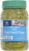 slide 1 of 1, Kroger Fast Food Style Hamburger Dill Pickle Chips, 16 fl oz